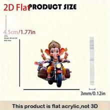 2D Flat Fashion Elephant Riding A Motorcycle 2D Acrylic Earrings, A Great Gift For Family And Friends On Holidays, Birthdays, And Parties. - Multicolor - Ver 3