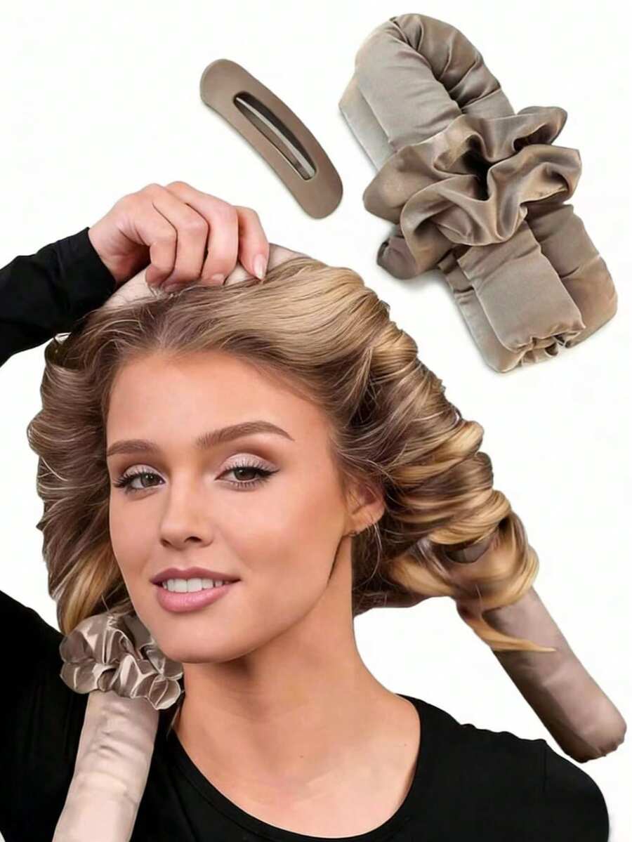 4 pièces Set de rouleaux bouclants sans chaleur - Rouleaux bouclants satin sans chaleur, têtes de fers à friser, pas besoin de chaleur pour des boucles pendant le sommeil, kit de coiffure, set de coiffure pour salon de coiffure, produits capillaires essentiels de voyage, soins capillaires, accessoires capillaires - Multicolore - Voir 1