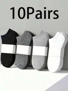 1/5/10/15/20/25/30 Pairs Men's All-Match Soft & Lightweight Ankle Socks, Versatile Low-Cut Socks, Women's Long Socks & Stockings, Suitable For Fitness, Autumn - Multicolor - View 4