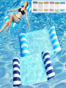 1pc Inflatable Floating Lounger, Foldable Backrest Net Floating Bed Outdoor Water Toy