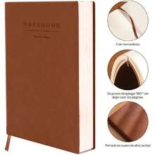 Libreta Hojas Blancas A5 Sketchbook,Cuaderno engrosado (180Hojas / 360 Páginas),Cuaderno de Notas De 80 GSM,Diario Journal Notebook,Diario para Mujeres y Hombres (Marrón(En blanco)),36979654 - Púrpura malva - Ver 2