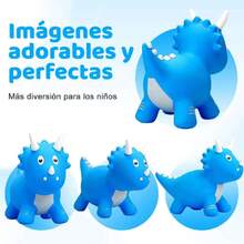 Dinosaurio Hinchable para Saltar, Tolva Inflable de Animales para Niños. Bouncy Boing, Inflatable Hopping Farm Animals con Air Pump, Bouncing y Active Play para Niñas y Niños (Azul),36985814 - Azul y blanco - Ver 6