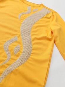 Bộ đồ Kaftan Châu Phi mới nhất dành cho nam 2 món, áo dài tay màu trơn và quần, bộ vest cưới thanh lịch cho tiệc công sở - Màu vàng - Xem 6