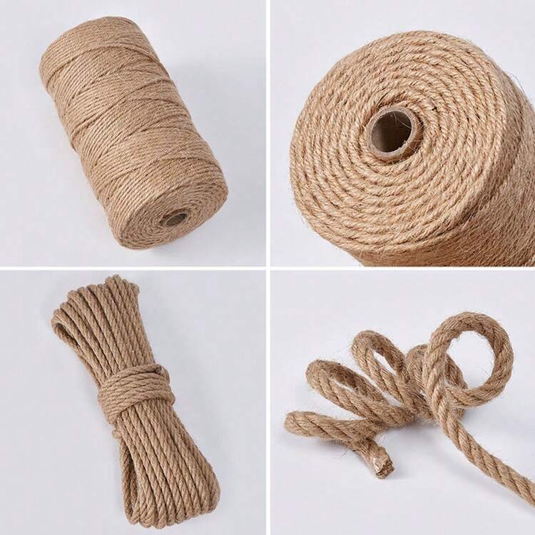 Cuerda de yute amarilla de 10 mm de grosor, 10 metros de largo, 9,5 mm de diámetro, resistente y duradera, adecuada para manualidades, postes rascadores para gatos, jardinería, decoración de estilo granja y talla grande. - Multicolor - Añade 5