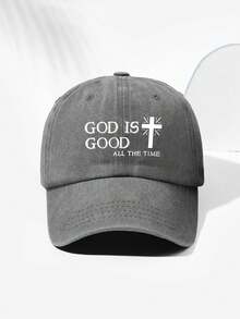 1pc Unisex God Is Good Cross Print Vintage Soft Top Baseball Cap, Fashion Sun-Shading Breathable Adjustable Hat, Versatile Trucker Hat Suitable For Daily Wear And Outdoor Activities - M - View 16