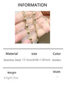 VJS 1pc Stainless Steel Gold Heart Anklet, Waterproof & Rust-Proof, Fashion Jewelry For Women, Suitable For Beach, Holiday, Daily Wear (Random Heart Quantity) - Yellow Gold - View 6
