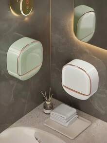 壁挂式带沥水皂碟，浴室皂盒收纳盒，旅行收纳盒，收纳盒，壁挂式PP皂碟，带盖浴室沥水皂碟，防水皂碟，餐具收纳盒，旅行收纳盒，收纳盒。双层皂架，带粘胶条，带沥水托盘，带沥水功能。 - 彩色 - 查看 5