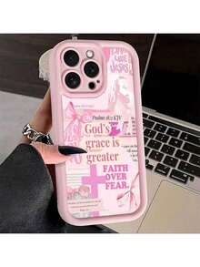 Gods Grace Is Greater Than Fear  Pink Phone Case For IPhone X/XS/11/12/13/14/15/16 Pro -Anti-Scratch With Full Camera Protection - Stylish & Durable -Cute Aesthetic Gift For Girls,Women - 粉色 - 查看 39