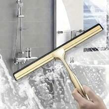 Stainless Steel Shower Squeegee With Silicone Blade - Rustproof Ergonomic Handle, Bathroom Kitchen Car Window Cleaner, Modern Minimalist Shower Door Wiper With H - 10in - View 2