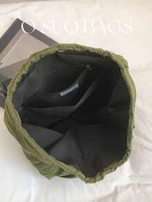 Large Capacity Fashionable Plaid Multi-Pocket Nylon Casual Backpack, Waterproof Lightweight Foldable Drawstring Patch Letter Travel Bag, Summer