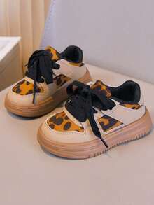 1双男女童/学生鞋，PU皮革防水舒适休闲防滑平底百搭时尚运动鞋，四季皆宜 - 卡其色 - 查看 12