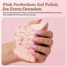 طلاء أظافر جل وردي فاتح رقم 018، لون باستيل حلو كزهر الكرز، يتم تثبيته بالأشعة فوق البنفسجية/الصمام، طلاء أظافر جميل للربيع والصيف - وردي فاتح - مشاهدة 10