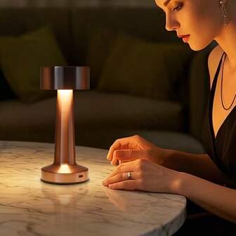 1个可充电LED无线台灯，便携式触摸感应台灯，3色调光夜灯，适用于卧室床头、客厅、办公室、大学宿舍、酒吧、派对、晚餐、餐厅餐桌装饰。