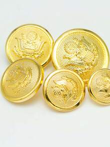 10pcs Metal Carved 3D Seta Buttons, Grid Frame Touchable, Vintage Style Suitable For Suits, Vests, Jackets, Pants, Household Items, 10/20pcs Decorative Metal Buttons, High Quality Coat, Wool, Windbreaker, Clothing, Knitwear DIY Retro Faux Metal Button Set, Buttons In Gold, Black, White, Yellow, Pink, Suitable For Suits, Jackets, Uniforms, Coats - Gold - View 5