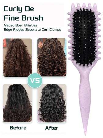 Purple Curl Defining Brush For Curly Hair – Detangling & Styling Brush For Women & Men, Defines 2A To 4C Curls, Reduces Frizz, Perfect For Wet & Dry Hair