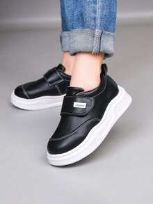 1 Pair Unisex Casual Design Low-Top Sneakers, Soft Sole Non-Slip Children's Skate Shoes, Fashion Versatile Student Running Shoes, Suitable For All Seasons - Black - View 7