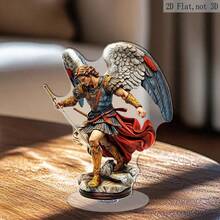 1 Tượng Thánh Michael Tổng lãnh thiên thần cỡ lớn có thể xoay - Thiên thần đứng năng động cầm giáo và khiên, cánh màu xanh vàng, áo choàng đỏ - Vật trang trí để bàn bằng acrylic nặng, thích hợp cho nhà, văn phòng, nhà thờ - Trang trí tôn giáo Cơ đốc giáo trong nhà/ngoài trời - Biểu tượng của sự bảo vệ tâm linh. - Nhiều màu - Xem 6