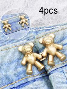 2pcs Bear Pattern Pants Sewing Buttons Jeans Buttons, No Sewing Removable Bear Waist Buckle Pants Waist Change Artifact Bear Buckle Skirt Buckle Decorative Buckle, Waist Change Artifact Pants Button, Adjustable Belt Button - Multicolor - View 12