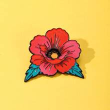 罂粟花珐琅胸针 时尚装饰胸针 衣领徽章 包饰 珠宝礼品 - 彩色 - 查看 4
