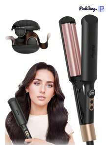 PinkSings Waver 卷发棒，带液晶显示屏，20mm 离子陶瓷双管卷发器，5 档可调温度，防烫伤，快速加热，打造宽大深波浪卷发 - 英規插(220-240V) - 查看 3