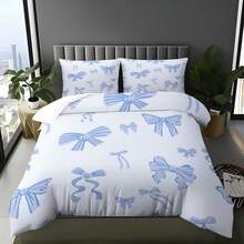 Bow Pattern Bedding Set - Soft Breathable Without Filler Bedroom Decor - 可愛蝴蝶結被套套裝-C - 查看 10