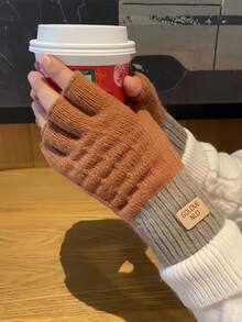 1 Pair Fashion Autumn/Winter Thickened Flip-Top Half Finger Gloves, Knitted Knitted Half Palm Fingerless Touchscreen Gloves For Men And Women, Suitable For Daily, Outdoor, Cycling, Students, Writing, Home Office, Typing, Keeping Warm, Can Be Given As Holiday Gifts To Friends And Family