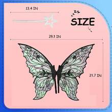 1 pieza Alas de mariposa brillantes, accesorio de disfraz de alas de mariposa con brillo para fiesta de carnaval, boda, disfraz de hada, alas de mariposa doradas y coloridas, regalo de cumpleaños - multicolor - Ver 5
