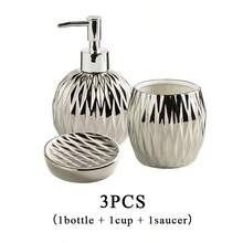 Luxury Gold/Silver Soap Dispenser, With Press-Down Handle, Ceramic Soap Dispenser, Silver Soap Dispenser, With Stainless Steel Tray, Bathroom Accessories - Multicolor - View 15