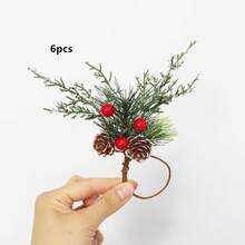 1-6pcs Christmas Snowflake Pine Needle Pine Cone Napkin Rings, Suitable For Christmas Family Gathering Party Decoration Napkin Holders - Multicolor - View 7