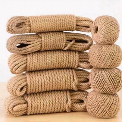 10mm Thick Yellow Jute Rope, 32.81ft Long, 3/8" Diameter, Sturdy , Suitable For Crafting, Cat Scratching Posts, Gardening, Farmhouse Decor, Home Decor And More