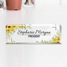 1pc Personalized Acrylic Custom Name Plates For Office Desks,Customize Text,20 Styles,Office Nameplate Engraved With Flower Patterns,Custom Desk Name Plate Personalized, Acrylic Name Plate For Desk, Office Desk Decor For Women And Men - Multicolor - View 14