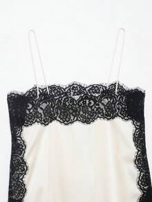 DEEKA Summer New Women's Fashion Elegant Satin Lace Blouse - White - View 7