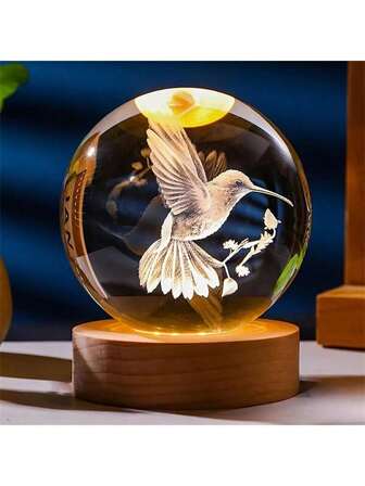1pc 3D Axolotl Laser Engraved Crystal Ball Lamp, Multicolor Night Light, Creative Birthday Gift For Girlfriend, Classmates, Wife, Glass Ball Home Decor For Living Room & Bedroom