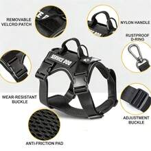 1件装减震反光宠物背带，情人节宠物礼物，夜视功能，狗狗背心式，适合小型/中型/大型犬，新款减震夜视反光宠物战术背带，圣诞节狗狗礼物 - 黑色 - 查看 5