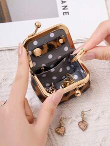 Hot New Women's Solid Jewelry Box, Ring, Necklace, Earring Storage Box, Mini Coin Wallet With Kiss Lock,For Women Travel Jewelry Case Cosmetic Organizer Mini Coin Purse Christmas Gifts Funny Gift Small Gifts Teachers Day Gift Gift For Women Makeup Bag Coin Purse Teen Girls Stuff Girly Must Girly Must Haves Personalized - Brown - View 8