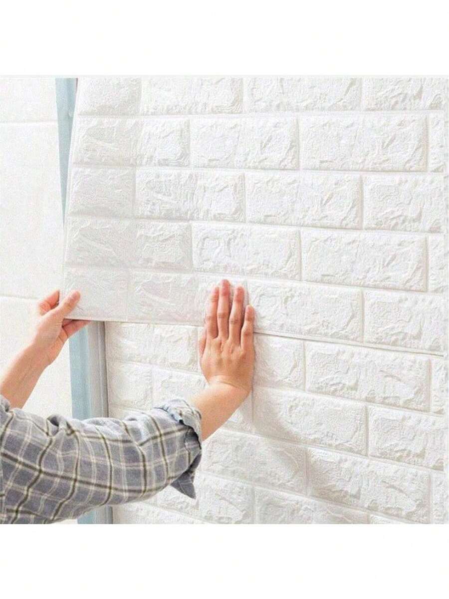 20片3D立体墙贴，易于粘贴和撕除，适用于墙纸表面，纯白色长方形自粘防水墙贴，易于清洁且可自由裁剪，适用于厨房、客厅、浴室、走廊等场所。 - 彩色 - 查看 1