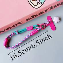 1条时尚可拆卸二合一手带/腕带，带扣环和星星吊坠，男女通用手机挂绳，多功能手机壳配件 - 彩色 - 查看 7