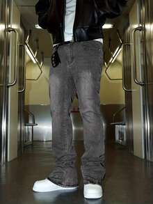 Jeans casuales de corte slim y ajustados para hombre - Gris - Ver 4