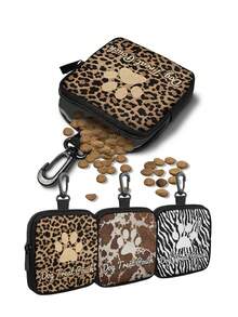 Ziplock Polyester Dog Training Treat Bag - Portable Pet Snack Pouch, Suitable For Outdoor Activities And Dog Walking, Available In Multiple Colors (Leopard Print, Cow Print, Silver), Ideal For Dog Owners And Trainers As Travel Pet Treat Container - Multicolor - View 1