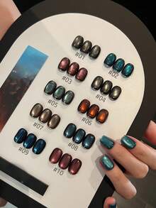 10ml/Bottle Linglong Island Mirror Satin Glass Bead Magnetic Cat Eye 2026 New Hot Selling Nail Polish Gel Crystal Color Cat Eye Nail Gel Suitable For Christmas, French, Black, Blue Manicure, Autumn/Winter Nail Art, Salon Use Nails - 彩色 - 查看 2