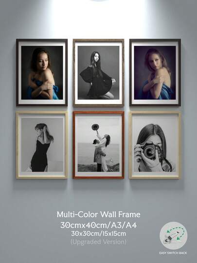 30x40/30x30/A3/A4 Upgraded Collage Gallery Photo Frames For Wall, Multi-Color Wood Grain Picture Frames With Rotating Clips, Black/Brown/Gray/Wood Color, Classic/Simple/Cottagecore/Retro/All-Match (No Photo Paper)