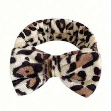 3pcs Makeup Headband Set | Retro Leopard Print Headband + 2pcs Wristband | Soft Coral Fleece Material, Home Decor Set, Cute & Comfortable Grooming Accessories | Suitable For Face Washing, Makeup, SPA, Yoga And Daily Home Care - Mixed Colors - View 7