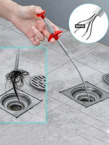 1pc 60/160/200cm Steel Wire Drain Clog Remover Grabber Tool For Unclogging Toilet, Sink, Kitchen Drain - Red - View 2