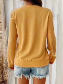 Plush Brushed Fleece Sweatshirt For Women - Relaxed Fit Fall Winter Top Women's All-Day Comfort Crew Neck Pullover - Soft Stretch Long-Sleeve Sweatshirt Wrap-Me-Up" Soft Crew Neck Sweatshirt | Women's Lazy-Day Essential (Multiple Hues) Dreamy Soft Crew Neck Pullover - Women's Versatile Casual Sweatshirt For Cool Days Women's Super Soft Crew Neck Sweatshirt - Warm Long-Sleeve Pullover (6 Colors) Relaxed Fit Brushed Fleece Sweatshirt - Women's Comfortable Fall Winter Top  Casual    Daily  Home - 黃色 - 查看 2