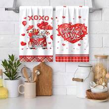 2/4 Pcs Valentine's Day Themed Printed Dish Towels, Ideal For Valentine's Day Gifts, Decorations, Super Absorbent Microfiber Modern Towels For Cooking, Baking, Washing Dishes, Cleaning, Hand Towels, Tea Towels, Soft And Highly Absorbent, Kitchen Decor, Gifts For Neighbors, Moms, Birthdays, Housewarming For Friends, Kitchen Essentials, Daily Necessities - Multicolor - View 6