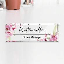 1pc Personalized Acrylic Custom Name Plates For Office Desks,Customize Text,20 Styles,Office Nameplate Engraved With Flower Patterns,Custom Desk Name Plate Personalized, Acrylic Name Plate For Desk, Office Desk Decor For Women And Men - Multicolor - View 17