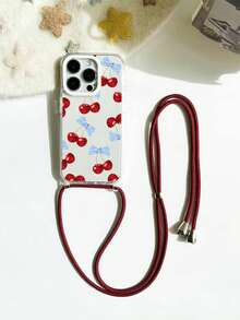 1 dây đeo cổ hình nơ kẻ caro xanh trắng kèm 1 dây đeo rời hình quả anh đào, dây đeo vai/đeo chéo có thể điều chỉnh, dây dày 4mm, vòng bảo vệ ống kính cao cấp, hai lỗ treo, ốp lưng điện thoại TPU mềm trong suốt tương thích với iPhone 17/17 Pro/Air/17 Pro Max/15 Pro Max/15 Pro/15 Plus/11/12/12 Pro Max/13/13 Pro Max/14/14 Pro Max/14 Plus/16/16 Pro/16 Plus/16 Pro Max - Nhiều màu - Xem 4