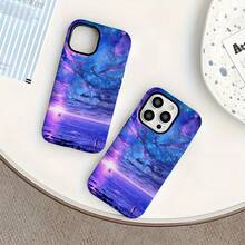 Funda Protectora Dos en Uno para Apple para iPhone 11 12 13 14 15 16 Pro Max Plus con un Diseño de Cielo Estrellado de Ensueño para Prevenir Caídas - Blanco - Ver 1