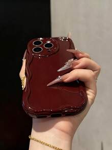حافظة هاتف ناعمة مضادة للسقوط بتصميم جميل وسميك متوافقة مع IP17/IP17PROMAX/Iphone16/Iphone16pro/Iphone16promax/Iphone15/ XR /7p8p/P12promax/P13promax/P14PROMAX /P13/P14/P11/P12/P14 ، عنصر سحابة سوداء لطيفة من مواد ذات لون أحادي 3 قطع مطبوعة بتصميم مموج بألوان كريمي وبرغندي وأسود وبيج، هدية عيد ميلاد ربيعية للنساء - متعدد الألوان - مشاهدة 2