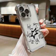 Phone Case: Fashionable Simple Signature Design E-ENHYPENS Phone Case Suitable For  17 16e 16 15 14 13 12 11 Mini Pro Max Air X XR XSMAX 8 7 Plus Shockproof Transparent Soft Back Case Funda Para  17 Pro Forros Para  Cheap  17 Case - 混合顏色 - 查看 4